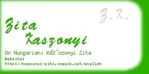 zita kaszonyi business card